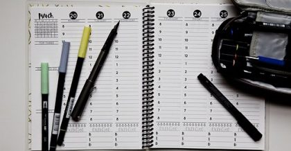 Pencils on a planner
